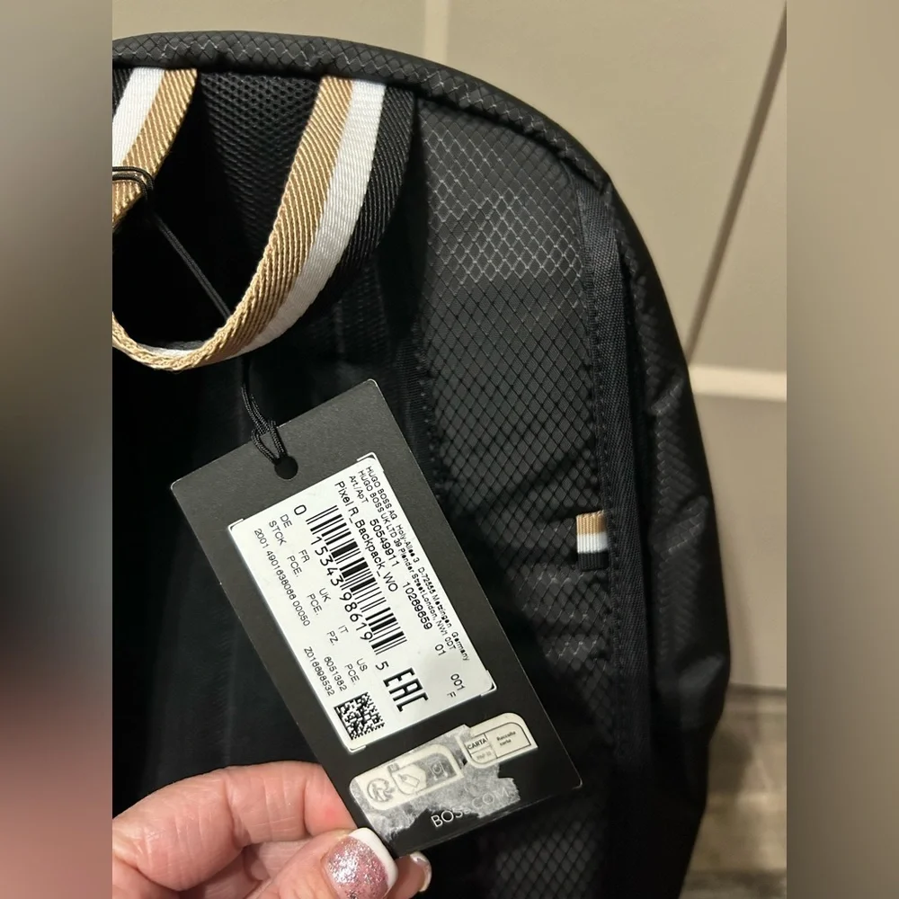 Boss Black Men's Logo Backpack with Contrast Handle